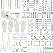 105pcs Complete Body Piercing Kit with Gun Tool, Stainless Steel Accessory Pieces Pliers Studs Hoops, Nose Lip Tongue Belly Ring Jewelry Piercing Set