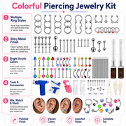 131PCS Stainless Steel Ear Stud & Body Jewelry Accessory Set, Unisex Style