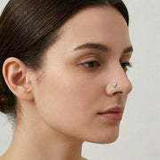 9PCS L-Shaped Nose Studs Copper Alloy Cubic Zirconia Nose Rings Butterfly Heart Flower Teardrop Piercing Jewelry For Women
