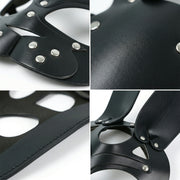Black PU Leather Bunny Half Mask with Rivets - Cosplay & Masquerade