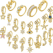 20 PCS Dangle Nose Rings for Women, 20g Golden Dangly Nose Ring Hoop Dangling Piercing Jewelry for Women