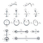 120PCS Stainless Steel Ear Stud & Body Jewelry Accessory Set, Unisex Style