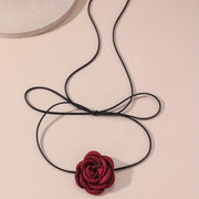 Red Rose Floral Choker - Vintage Neck, Wrist & Waist Accessory