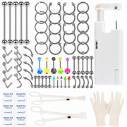Complete Men's Body Piercing Kit: Bold DIY Tool Set with Piercing Gun, Clamps, Gloves & Stainless Steel Jewelry for Ear, Nose, Septum, Lip & Eyebrow