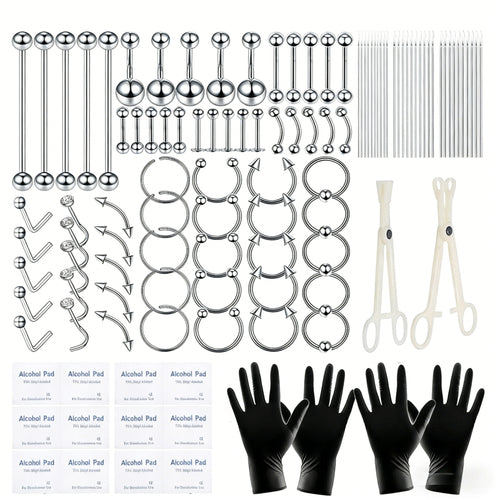 
  
    120PCS Stainless Steel Ear Stud & Body Jewelry Accessory Set, Unisex Style
  
