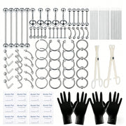 120PCS Stainless Steel Ear Stud & Body Jewelry Accessory Set, Unisex Style