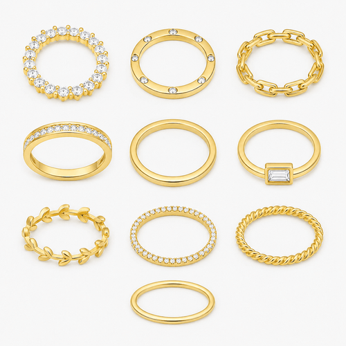 
  
    10PCS K14 Gold Plated Copper Alloy Stackable Ring Set, Regular Size, Golden Minimalist Rings With Chain, Leaf, Twist, Plain Band & Clear Stone Designs, Fashion Jewelry For Women Daily Wear
  
