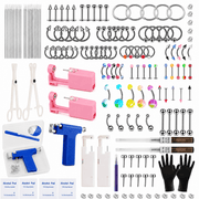 165PCS Body Jewelry & Ear Piercing Kit - Stainless Steel Jewelry, Applicators & Gloves