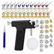 63PCS Ear Piercing Kit - CZ & Color Studs, Applicator, Marker & Ear Pad