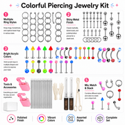 Stainless Steel Ear Stud & Body Jewelry Accessory Set, Unisex Style