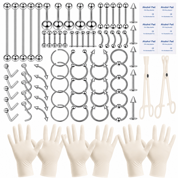 Bold DIY Body Piercing Set 316 Stainless Steel Jewelry Assortment Women's Cartilage Tragus Nose Studs With Tools & Accessories
