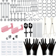 122PCS Stainless Steel Ear Stud & Body Jewelry Accessory Set, Unisex Style
