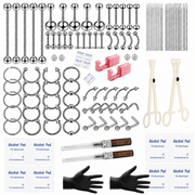 143PCS Unisex Stainless Steel Body Jewelry Kit, Punk Style Nose Rings, Ear Studs, Septum Hoops, Lip Rings, Belly Button Rings & Piercing Accessories Set