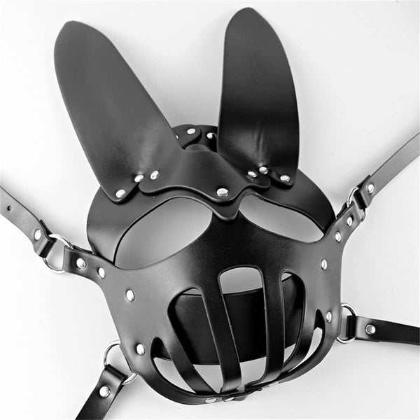 Black Bunny Masquerade Mask - Rivet Detail, Halloween & Cosplay