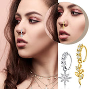 18PCS Dangle Nose Ring L Shaped Dangling Nose Stud Nose Ring Hoop Indian Nose Piercing Jewelry with Charm