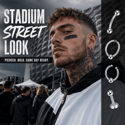 Match Day Body Piercing Jewelry Set, Stainless Steel Nose Rings, Lip Rings, Eyebrow Barbells, Cartilage Hoops & Studs, Silver Tone Accessories For Soccer Fans