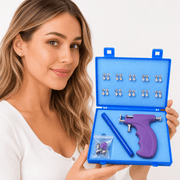 10 Pairs Sparkling Crystal Ear Studs With Jewelry Applicator, Portable Earring Tool Kit With Blue Case, Stylish Ear Accessories Set