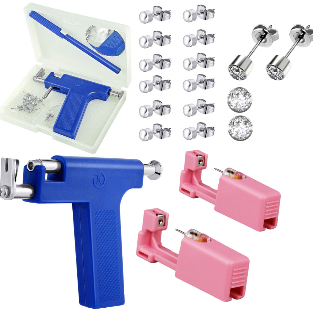 Stainless Steel Ear Stud & Body Jewelry Accessory Set, Unisex Style
